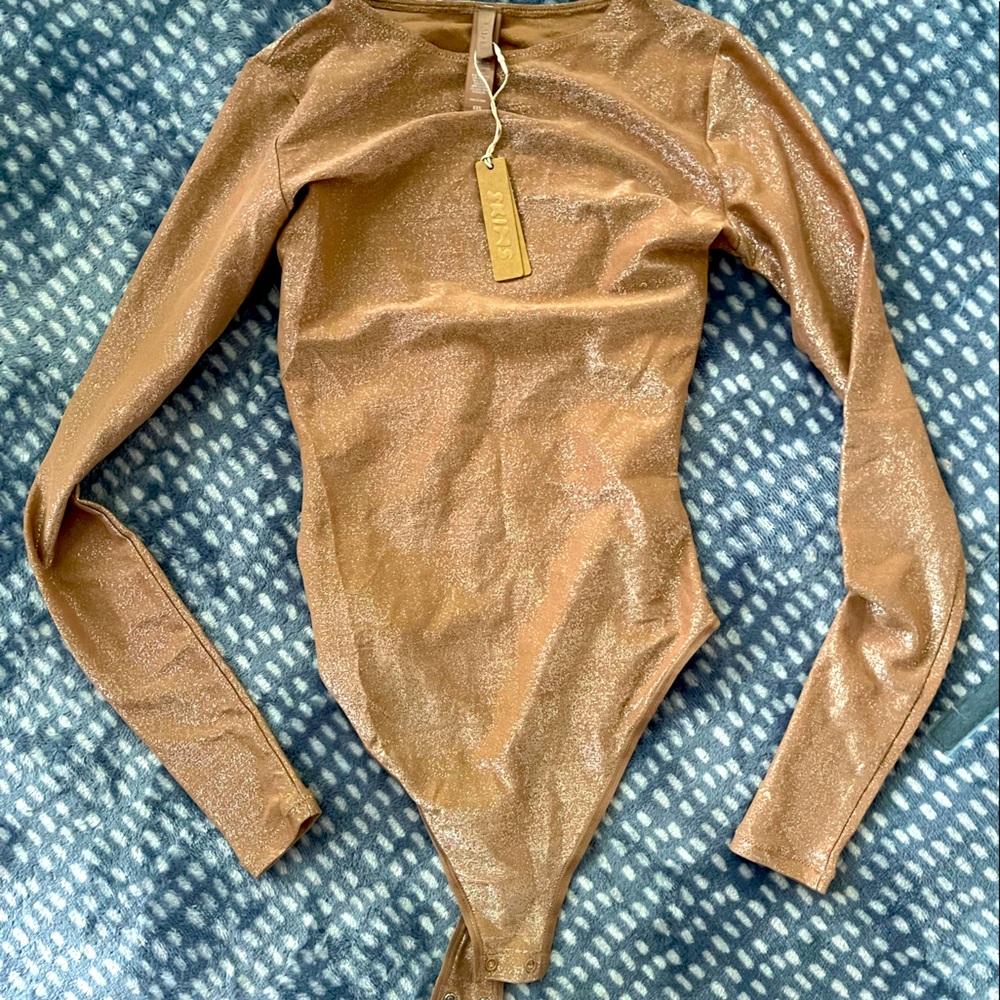 Xxs shimmer long sleeve skims bodysuit
